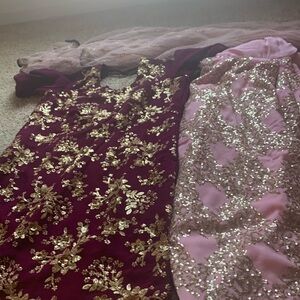 Punjabi salwar suit sequin work on bottom and shirt net dupta